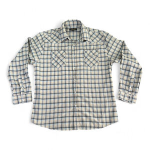 Senor De Los Cielos Western Shirt Adult LARGE White Blue Plaid Cowboy